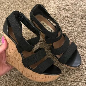 Steve Madden slip on cork high heels